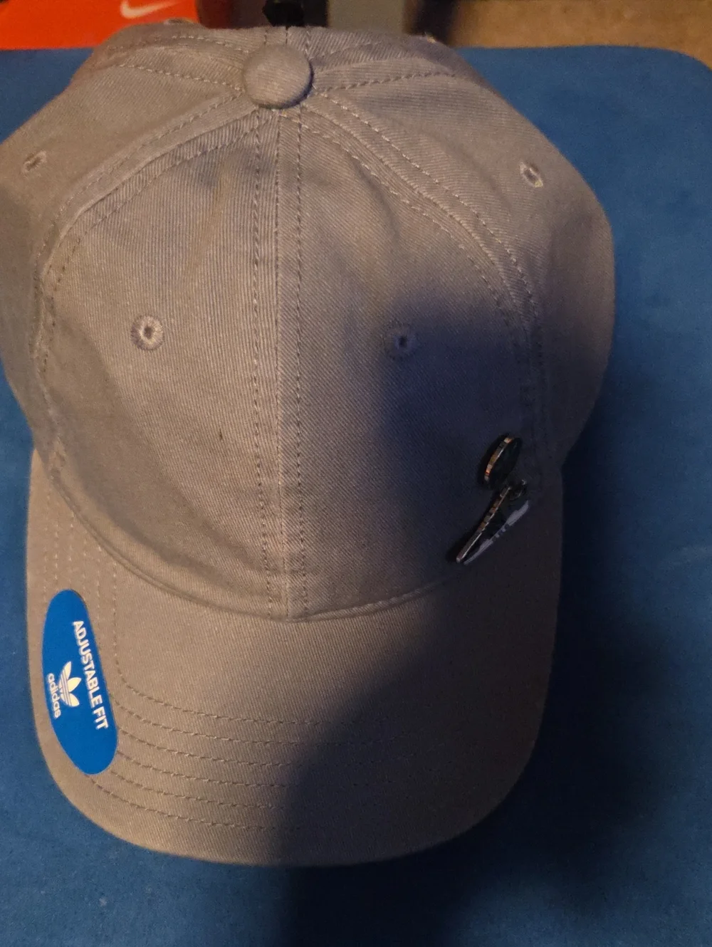 adidas Gray Adjustable Baseball Cap with Metal Pin